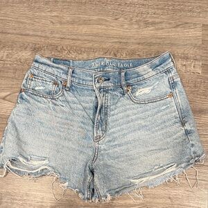 American Eagle Outfitters Women's Distressed Light Blue Jean Shorts
